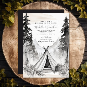 Convites Casamento da Floresta Montanha em Campanha Rustic