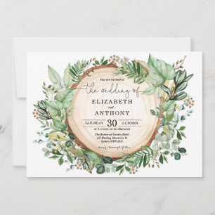 Convites Casamento da Floresta Rustic Leafy Greenery