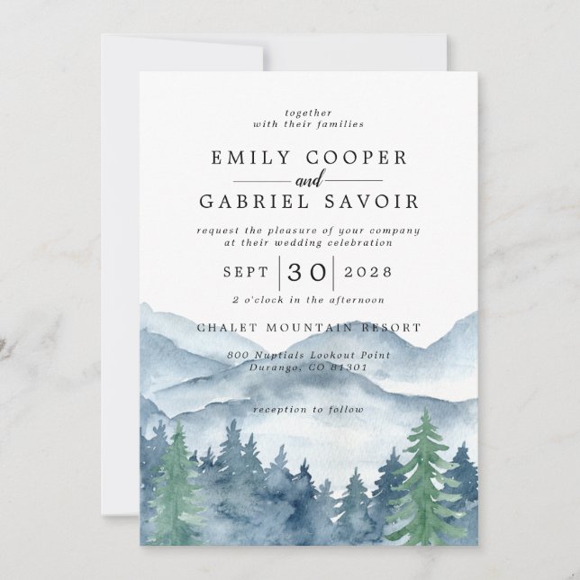Convites Casamento da Floresta Rustic Watercolor (Frente)