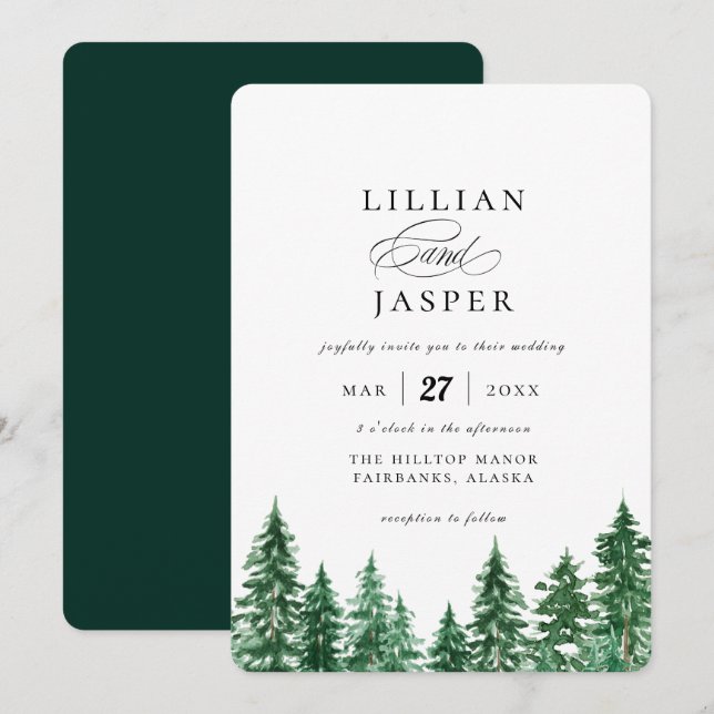 Convites Casamento da Floresta Rustic Watercolor (Frente/Verso)