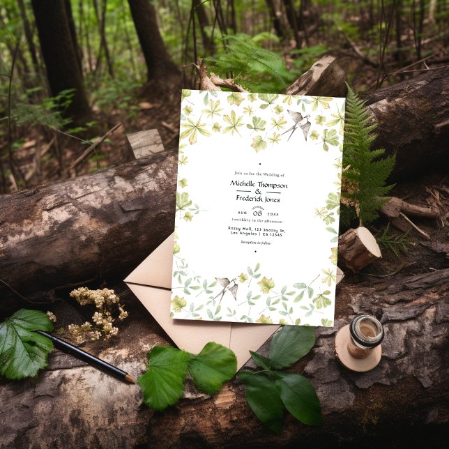 Convites Casamento da Floresta Rustic Watercolor (Criador carregado)
