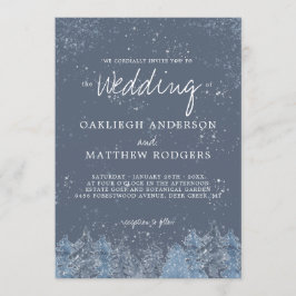 Convites Casamento da Floresta Rústica de Neve de inverno