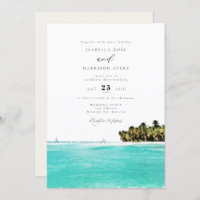 Casamento da Ilha Jamaica Watercolor Tropical Beac