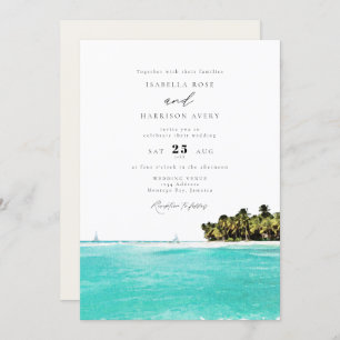 Convites Casamento da Ilha Jamaica Watercolor Tropical Beac