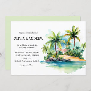 Convites Casamento da Ilha Tropical de Praia de Palm Waterc