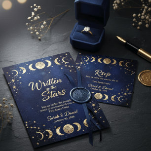 Convites Casamento da Marinha Celestial Moderna e Estrelas 