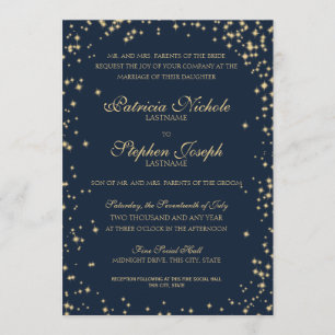 Convites Casamento da meia-noite das Estrelas Twinkle Sky
