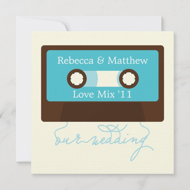 Convites Casamento da Mixtape Retro (Frente)