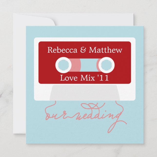 Convites Casamento da Mixtape Retro (Frente)