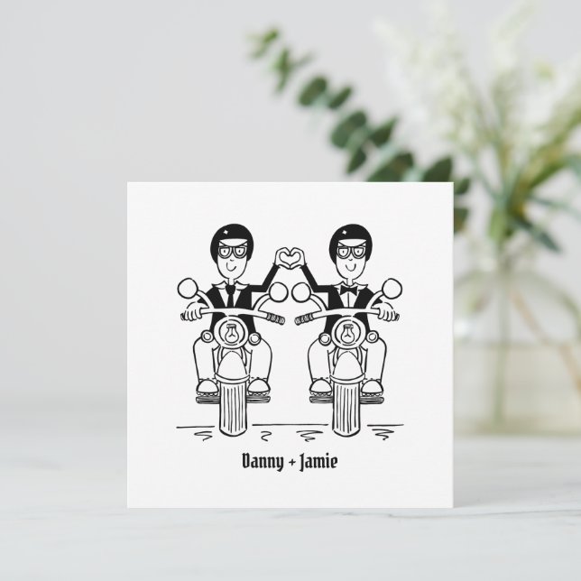 Convites Casamento da Noite da Motocicleta Personalizada de (Em pé/Frente)