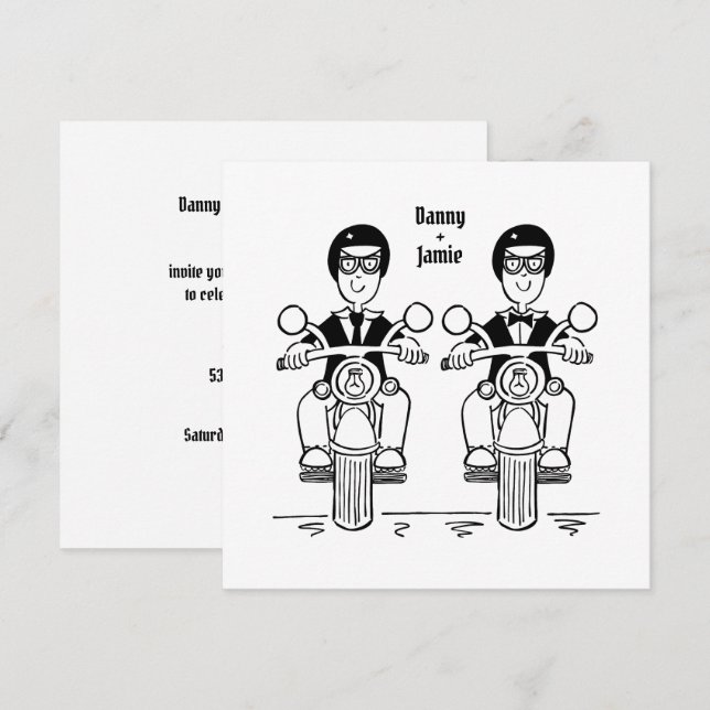 Convites Casamento da Noite da Motocicleta Personalizada de (Frente/Verso)