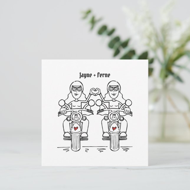 Convites Casamento da Noite de Motocicleta Personalizada de (Em pé/Frente)