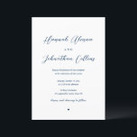 Convites Casamento da Noiva e da Igreja do Cavalo, Marinho<br><div class="desc">Marinho de Caligrafia romântica moderna,  Roteiro Azul,  Noiva e Noiva convidando a Igreja para o casamento.</div>