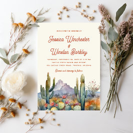 Convites Casamento da Paisagem de Cactus no Deserto de Terr