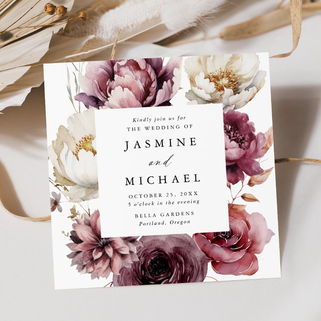 Convites Casamento da Praça da Frame Floral Rustic Autumn (Criador carregado)