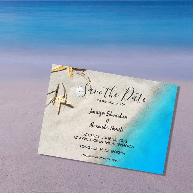 Convites Casamento da praia do oceano tropical Salve a Data (Tropical ocean beach wedding Save the Date card.)