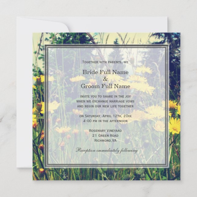 Convites casamento da primavera com flores de dandelion sel (Frente)