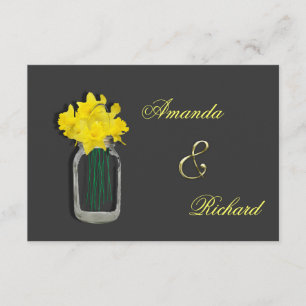 Convites Casamento da primavera - Daffodils Mason Jar Invit
