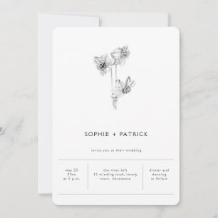 Convites Casamento da primavera de Daffodil, Elegante Minim