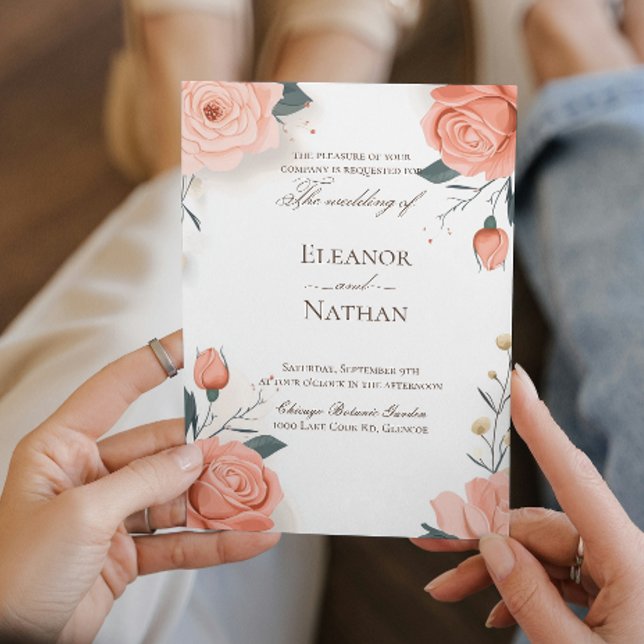 Convites Casamento da primavera de rosas vermelhas e Verão (Criador carregado)