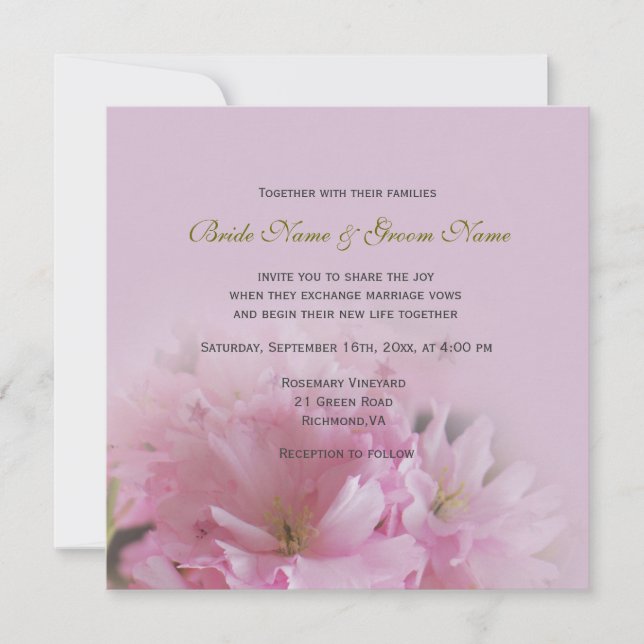 Convites Casamento da primavera de uma cereja rosa adorável (Frente)