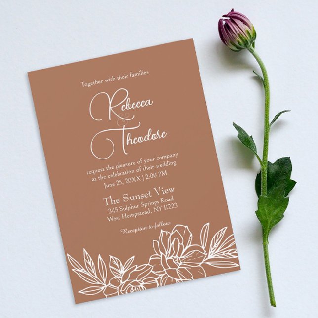 Convites Casamento da primavera Elegante Modern Terracotta (
Introducing our simple floral wedding invitation, radiating elegance for your special day.)