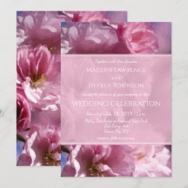 Convites casamento da primavera floresce de cerejeira rosa