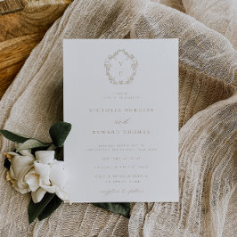 Convites Casamento da Regency Era Crest Beige Monogramas