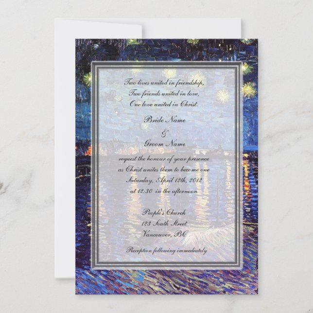 Convites casamento da religião, noite estrelada de van Gogh (Frente)
