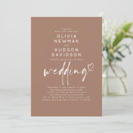 Convites Casamento da Tipografia Cardíaca Minimalista Brown