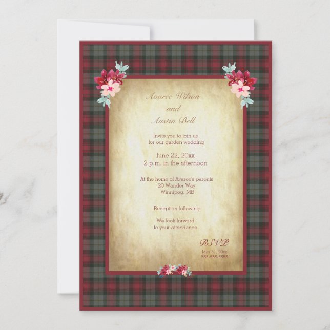 Convites Casamento da Xadrez MacLachlan Tartan (Frente)