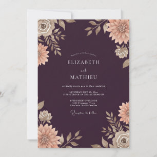 Convites Casamento Dahlia Champagne Ameixa