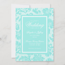 Convites Casamento damasco azul elegante