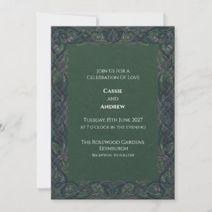 Convites Casamento Dark Green Celtic Knot Thistle