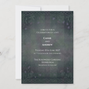 Convites Casamento Dark Green Celtic Tartan Bluebell
