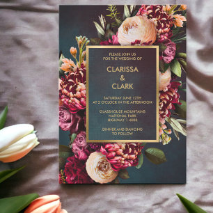 Convites Casamento Dark Moody Bold Floral Marsala
