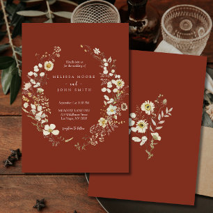 Convites Casamento Dark Terracotta Rustic Boho Wildflower