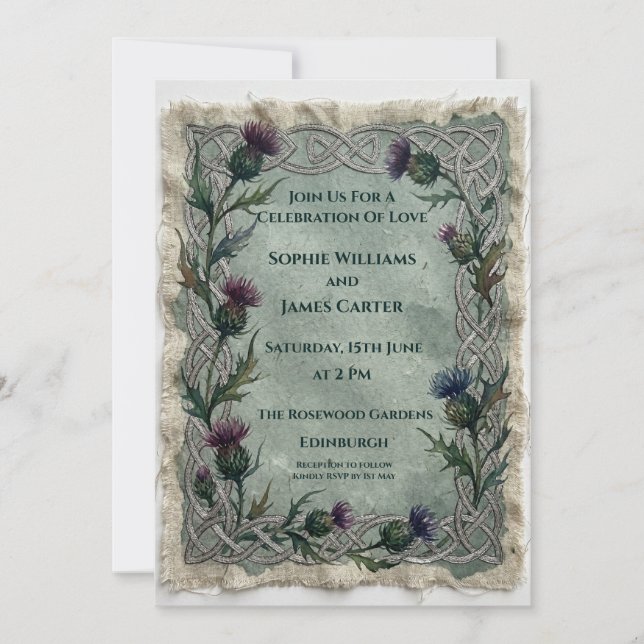 Convites Casamento Dark Thistle (Frente)