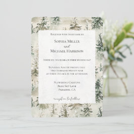 Convites Casamento das Árvores de Pinheiro Verde