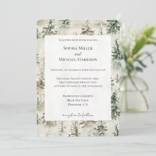 Convites Casamento das Árvores de Pinheiro Verde