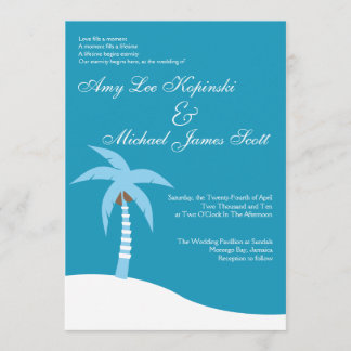 CONVITES CASAMENTO DAS CARAÍBAS AZUL DO DESTINO DE PALMTREE