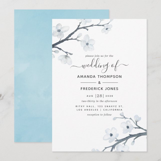 Convites Casamento das Cerejeiras Floridas (Frente/Verso)