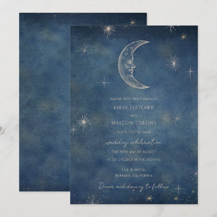 Convites Casamento das Estrelas da Lua Azul Celestial à Mei