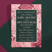 Casamento das Flores de Abstrato Verde e Rosa Prof