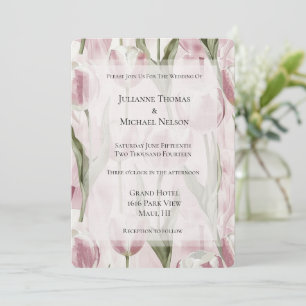 Convites Casamento das Flores de Tulipas Brancas Quadradas