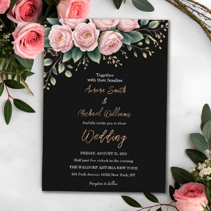 Convites Casamento das Flores Negras Românticas Escuras das