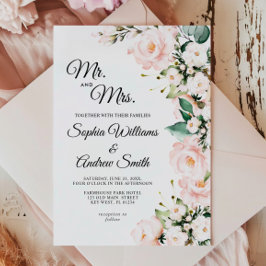Convites Casamento das Flores Rosa de Elegante Blush