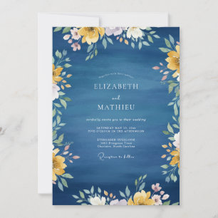 Convites Casamento das Flores Silvestres Douradas da Meia-N