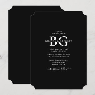 Convites Casamento das Iniciais do Monograma Branco e Preto