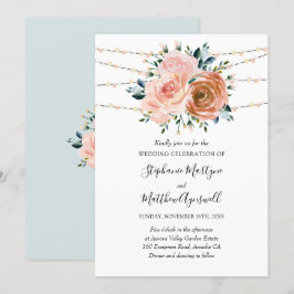 Convites Casamento das Luzes Botânicas Azuis de Coral Cor-d